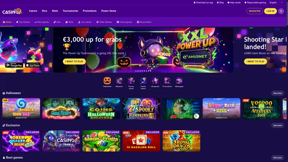 Casino1 startpagina screenshot